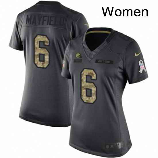 Womens Nike Cleveland Browns 6 Baker Mayfield Limited Black 2016 Salute to Service NFL Jersey